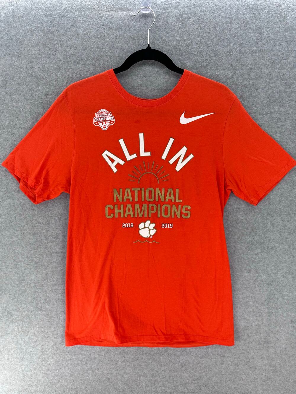 Clemson Nike Men’s sz M All In National Champions T Shirt 2018 2019 NCAA Orange